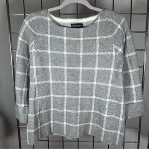 Cynthia Rowley Gray and White Window Pane Grid Checkered Sweater Size S